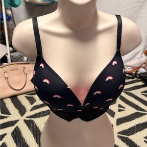 PINK Victoria's Secret Black Bralette with Rainbow Accents